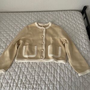 Sezane Cream and Tan Jacket